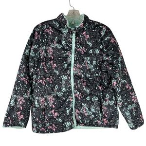 Swiss Tech Jacket Girls Gray Pink Blue XL 14/16 Animal Print Lightweight Zip Up